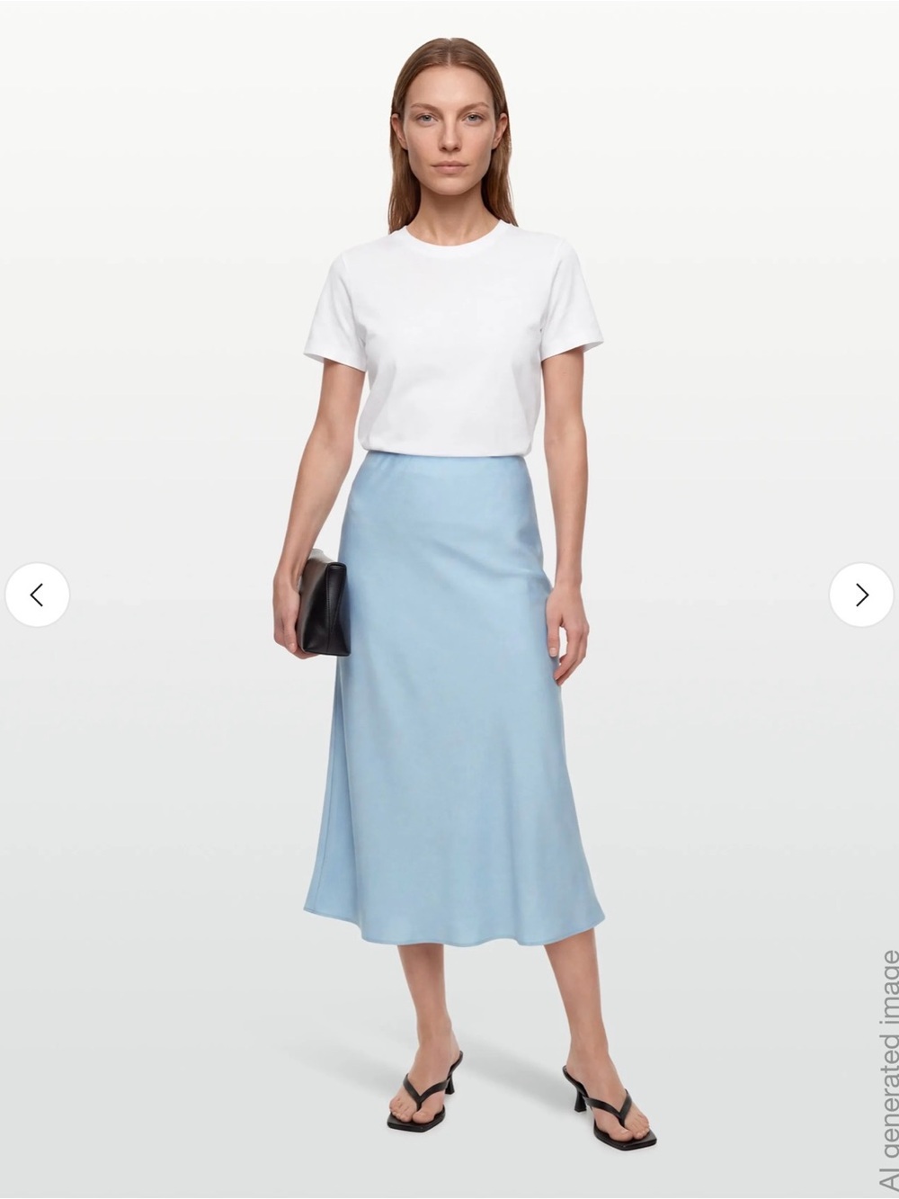 Day Birger Light Blue Satin Midi Skirt High Waist Elegant Silhouette NWT